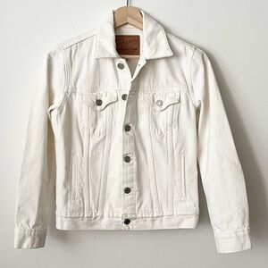 Lucky Brand Women's Tomboy Trucker White Denim Jacket XS Preppy Boho Classic